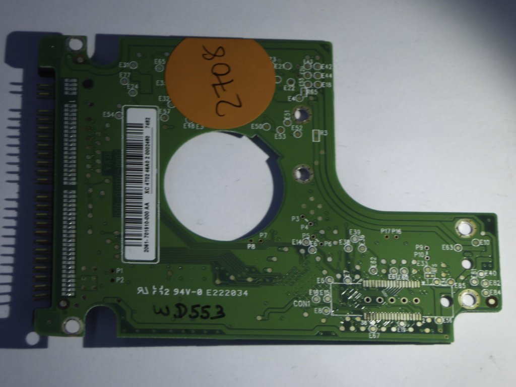 Western Digital WD800BEVE-11UYT0 2060-701510-000 REV A  PCB for Sale
